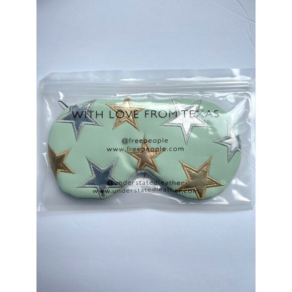 Free People & Understated Leather Cooling Eye Mask Gray Silver Gold Stars - Picture 1 of 5